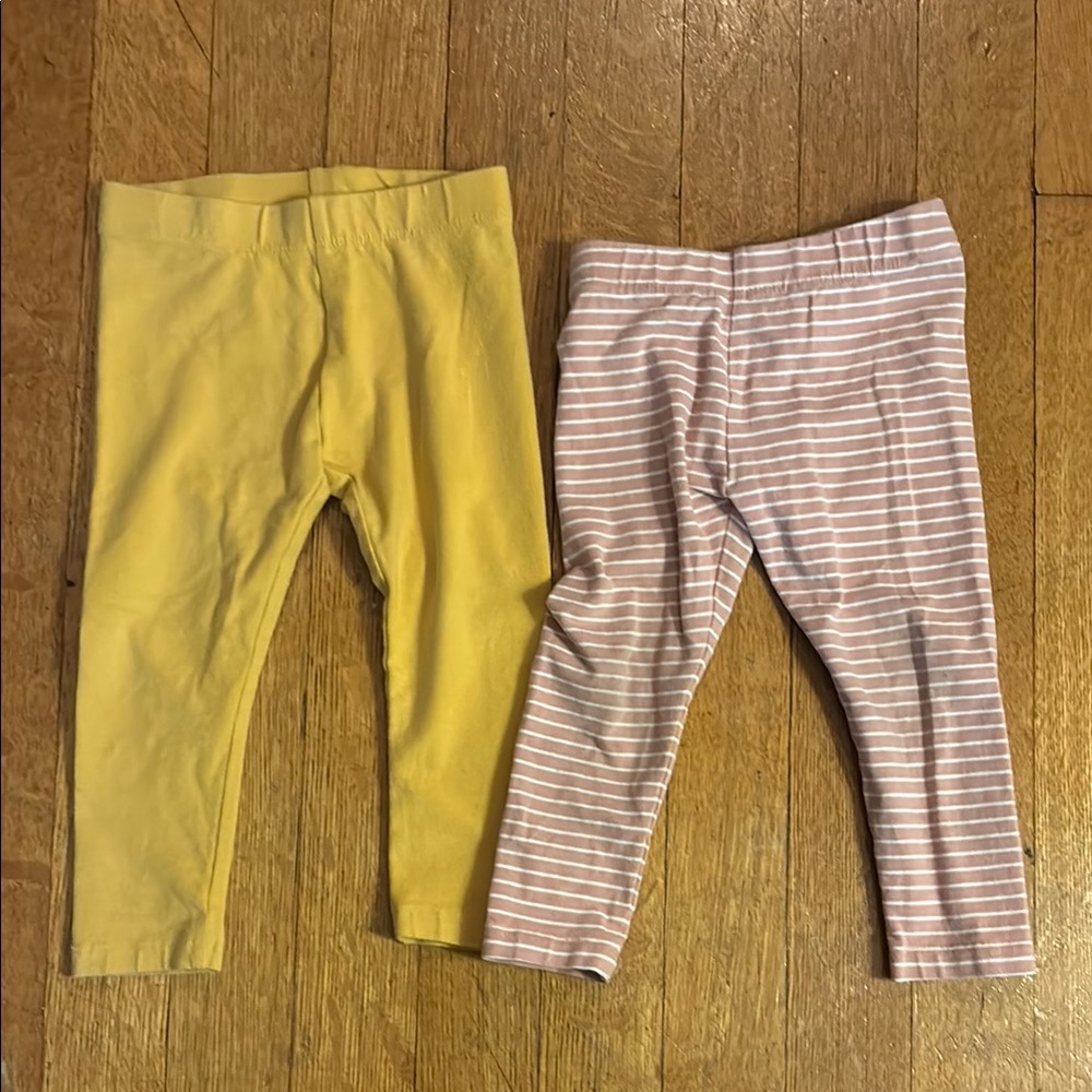 Yellow and Pink Striped Kids Leggings
